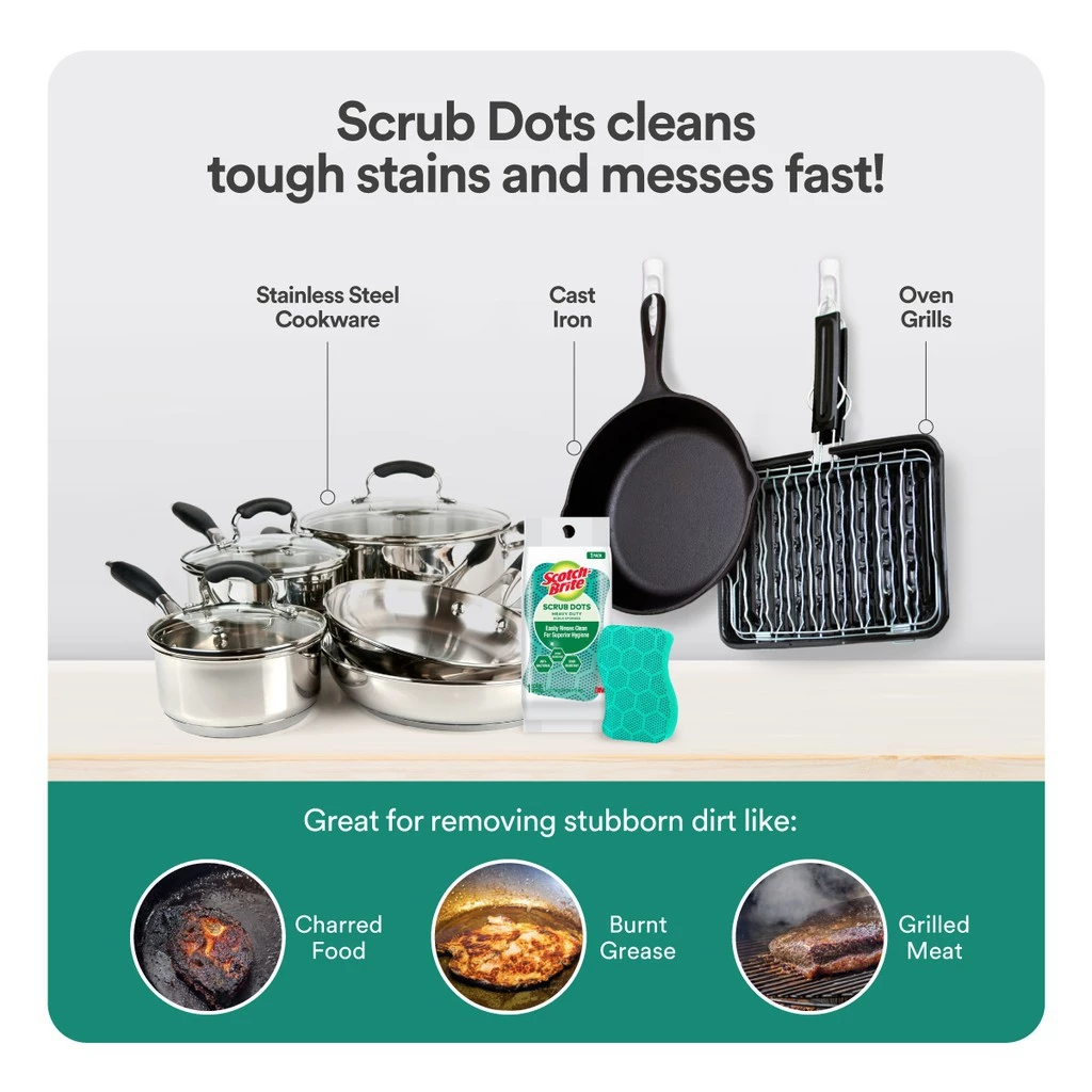 SCOTCH-BRITE™ Miếng cọ rửa hạt mài nổi có mút siêu sạch, 1 miếng/gói, , large image number 6